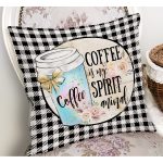 - RealHomes Dijital Baskılı Modern Yastık Kırlent Kılıfı - Realhomes Siyah Beyaz Ekose Motifli Coffee Temalı Modern Yastık Kırlent Kılıfı Realhomes