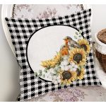- RealHomes Dijital Baskılı Modern Yastık Kırlent Kılıfı - Realhomes Siyah Beyaz Ekose Ayçiçeği Özel Tasarımlı Modern Yastık Kırlent Kılıfı Realhomes