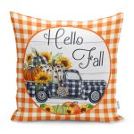 - RealHomes Dijital Baskılı Modern Yastık Kırlent Kılıfı - Realhomes Turuncu Ekose Kabak Temalı Dijital Baskılı Modern Yastık Kırlent Kılıfı Realhomes