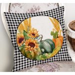 - RealHomes Dijital Baskılı Modern Yastık Kırlent Kılıfı - Realhomes Kabak Temalı Siyah Beyaz Ekose Tasarımlı Modern Yastık Kırlent Kılıfı Realhomes