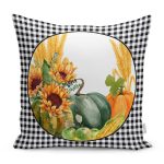 - RealHomes Dijital Baskılı Modern Yastık Kırlent Kılıfı - Realhomes Kabak Temalı Siyah Beyaz Ekose Tasarımlı Modern Yastık Kırlent Kılıfı Realhomes