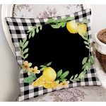 - RealHomes Dijital Baskılı Modern Yastık Kırlent Kılıfı - Realhomes Siyah Beyaz Ekose Limon Motifli Modern Yastık Kırlent Kılıfı Realhomes