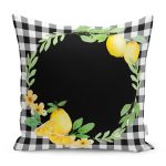 - RealHomes Dijital Baskılı Modern Yastık Kırlent Kılıfı - Realhomes Siyah Beyaz Ekose Limon Motifli Modern Yastık Kırlent Kılıfı Realhomes