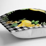 - RealHomes Dijital Baskılı Modern Yastık Kırlent Kılıfı - Realhomes Siyah Beyaz Ekose Limon Motifli Modern Yastık Kırlent Kılıfı Realhomes