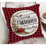 - RealHomes Dijital Baskılı Modern Yastık Kırlent Kılıfı - Realhomes Kırmızı Ekose Motifli Mery Christmas Temalı Modern Yastık Kırlent Kılıfı Realhomes