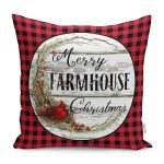 - RealHomes Dijital Baskılı Modern Yastık Kırlent Kılıfı - Realhomes Kırmızı Ekose Motifli Mery Christmas Temalı Modern Yastık Kırlent Kılıfı Realhomes