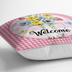 - RealHomes Dijital Baskılı Modern Yastık Kırlent Kılıfı - Realhomes Mavi Ekose Motifli Renkli Güller Dijital Baskılı Yastık Kırlent Kılıfı Realhomes