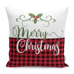 - RealHomes Dijital Baskılı Modern Yastık Kırlent Kılıfı - Realhomes Mery Christmas Temalı Ekose Tasarımlı Modern Yastık Kırlent Kılıfı Realhomes