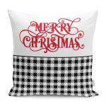 Mery Christmas Temalı Ekose Tasarımlı Modern Yastık Kırlent Kılıfı Realhomes