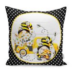 - RealHomes Dijital Baskılı Modern Yastık Kırlent Kılıfı - Realhomes Siyah Puantiye li Arı Temalı Dijital Baskılı Modern Yastık Kırlent Kılıfı Realhomes