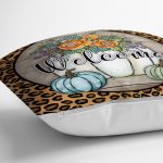 - RealHomes Dijital Baskılı Modern Yastık Kırlent Kılıfı - Realhomes Leopar Tasarımlı Kabak Temalı Welcome Dekoratif Yastık Kırlent Kılıfı Realhomes