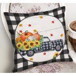 - RealHomes Dijital Baskılı Modern Yastık Kırlent Kılıfı - Realhomes Siyah Ekose Kabak Tasarımlı Dijital Baskılı Modern Yastık Kırlent Kılıfı Realhomes