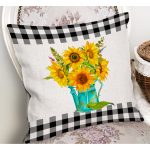- RealHomes Dijital Baskılı Modern Yastık Kırlent Kılıfı - Realhomes Ayçiçekleri Ekose Tasarımlı Dijital Baskılı Modern Yastık Kırlent Kılıfı Realhomes