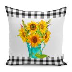 - RealHomes Dijital Baskılı Modern Yastık Kırlent Kılıfı - Realhomes Ayçiçekleri Ekose Tasarımlı Dijital Baskılı Modern Yastık Kırlent Kılıfı Realhomes