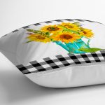 - RealHomes Dijital Baskılı Modern Yastık Kırlent Kılıfı - Realhomes Ayçiçekleri Ekose Tasarımlı Dijital Baskılı Modern Yastık Kırlent Kılıfı Realhomes