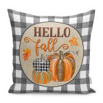 - RealHomes Dijital Baskılı Modern Yastık Kırlent Kılıfı - Realhomes Ekose Motifli Kabak Tasarımlı Modern Yastık Kırlent Kılıfı Realhomes