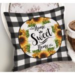 - RealHomes Dijital Baskılı Modern Yastık Kırlent Kılıfı - Realhomes Siyah Beyaz Ekose Home Sweet Home Temalı Modern Yastık Kırlent Kılıfı Realhomes
