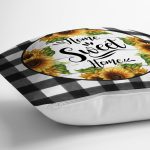 - RealHomes Dijital Baskılı Modern Yastık Kırlent Kılıfı - Realhomes Siyah Beyaz Ekose Home Sweet Home Temalı Modern Yastık Kırlent Kılıfı Realhomes