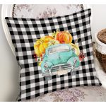 - RealHomes Dijital Baskılı Modern Yastık Kırlent Kılıfı - Realhomes Siyah Beyaz Ekose Tasarımlı Kabaklı Araba Modern Yastık Kırlent Kılıfı Realhomes