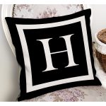 - RealHomes Dijital Baskılı Modern Yastık Kırlent Kılıfı - Realhomes Siyah Zemin Beyaz Çerçeveli H Harfi Dijital Baskılı Kırlent Kılıfı Realhomes