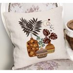 - RealHomes Dijital Baskılı Modern Yastık Kırlent Kılıfı - Realhomes Kavanozdaki Tropik Yapraklar Dijital Baskılı Yastık Kırlent Kılıfı Realhomes