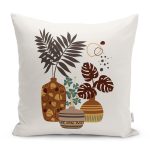 - RealHomes Dijital Baskılı Modern Yastık Kırlent Kılıfı - Realhomes Kavanozdaki Tropik Yapraklar Dijital Baskılı Yastık Kırlent Kılıfı Realhomes