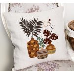 - RealHomes Dijital Baskılı Modern Yastık Kırlent Kılıfı - Realhomes Kavanozdaki Tropik Yapraklar Dijital Baskılı Yastık Kırlent Kılıfı Realhomes