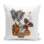 - RealHomes Dijital Baskılı Modern Yastık Kırlent Kılıfı - Realhomes Kavanozdaki Tropik Yapraklar Dijital Baskılı Yastık Kırlent Kılıfı Realhomes