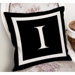 - RealHomes Dijital Baskılı Modern Yastık Kırlent Kılıfı - Realhomes Siyah Zemin Beyaz Çerçeveli I Harfi Dijital Baskılı Kırlent Kılıfı Realhomes