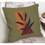 - RealHomes Dijital Baskılı Modern Yastık Kırlent Kılıfı - Realhomes Yeşil Zemin Onedraw Geometrik Çizimli Yaprak Motifli Kırlent Kılıfı Realhomes
