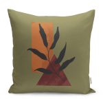 - RealHomes Dijital Baskılı Modern Yastık Kırlent Kılıfı - Realhomes Yeşil Zemin Onedraw Geometrik Çizimli Yaprak Motifli Kırlent Kılıfı Realhomes