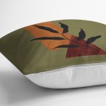 - RealHomes Dijital Baskılı Modern Yastık Kırlent Kılıfı - Realhomes Yeşil Zemin Onedraw Geometrik Çizimli Yaprak Motifli Kırlent Kılıfı Realhomes