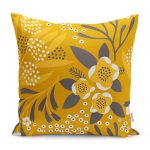 - RealHomes Dijital Baskılı Modern Yastık Kırlent Kılıfı - Realhomes Sarı Zeminli Otantik Motifli Yaprak Motifli Yastık Kırlent Kılıfı Realhomes
