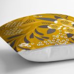 - RealHomes Dijital Baskılı Modern Yastık Kırlent Kılıfı - Realhomes Sarı Zeminli Otantik Motifli Yaprak Motifli Yastık Kırlent Kılıfı Realhomes