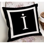 - RealHomes Dijital Baskılı Modern Yastık Kırlent Kılıfı - Realhomes Siyah Zemin Beyaz Çerçeveli İ Harfi Dijital Baskılı Kırlent Kılıfı Realhomes