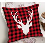 - RealHomes Dijital Baskılı Modern Yastık Kırlent Kılıfı - Realhomes Yılbaşı Temalı Kırmızı Siyah Ekose Zeminli Geyik Motifli Yastık Kırlent Kılıfı Realhomes