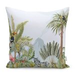 - RealHomes Dijital Baskılı Modern Yastık Kırlent Kılıfı - Realhomes Renkli Tropik Yaprak & Hayvanlar Özel Tasarımlı Yastık Kırlent Kılıfı Realhomes