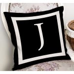 - RealHomes Dijital Baskılı Modern Yastık Kırlent Kılıfı - Realhomes Siyah Zemin Beyaz Çerçeveli J Harfi Dijital Baskılı Kırlent Kılıfı Realhomes