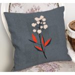 - RealHomes Dijital Baskılı Modern Yastık Kırlent Kılıfı - Realhomes Eskitme Mavi Kot Zeminli Çiçek Motifli Yastık Kırlent Kılıfı Realhomes