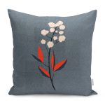 - RealHomes Dijital Baskılı Modern Yastık Kırlent Kılıfı - Realhomes Eskitme Mavi Kot Zeminli Çiçek Motifli Yastık Kırlent Kılıfı Realhomes