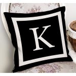 - RealHomes Dijital Baskılı Modern Yastık Kırlent Kılıfı - Realhomes Siyah Zemin Beyaz Çerçeveli K Harfi Dijital Baskılı Kırlent Kılıfı Realhomes