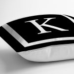 - RealHomes Dijital Baskılı Modern Yastık Kırlent Kılıfı - Realhomes Siyah Zemin Beyaz Çerçeveli K Harfi Dijital Baskılı Kırlent Kılıfı Realhomes