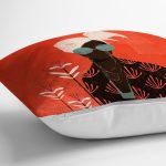 - RealHomes Dijital Baskılı Modern Yastık Kırlent Kılıfı - Realhomes Kırmızı Zemin Siyahi Kadın Figürlü Yastık Kırlent Kılıfı Realhomes
