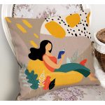 - RealHomes Dijital Baskılı Modern Yastık Kırlent Kılıfı - Realhomes Renkli Özel Tasarım Kadın Figürlü Yastık Kırlent Kılıfı Realhomes