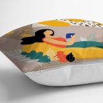 - RealHomes Dijital Baskılı Modern Yastık Kırlent Kılıfı - Realhomes Renkli Özel Tasarım Kadın Figürlü Yastık Kırlent Kılıfı Realhomes