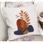 - RealHomes Dijital Baskılı Modern Yastık Kırlent Kılıfı - Realhomes Beyaz Zemin Tekli Tropik Yaprak Çizimli Yastık Kırlent Kılıfı Realhomes