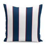 - RealHomes Dijital Baskılı Modern Yastık Kırlent Kılıfı - Realhomes Kırmızı Detaylı Lacivert Beyaz Çizgili Yastık Kırlent Kılıfı Realhomes