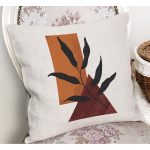 - RealHomes Dijital Baskılı Modern Yastık Kırlent Kılıfı - Realhomes Beyaz Zemin Onedraw Geometrik Çizimli Yaprak Motifli Kırlent Kılıfı Realhomes
