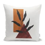 - RealHomes Dijital Baskılı Modern Yastık Kırlent Kılıfı - Realhomes Beyaz Zemin Onedraw Geometrik Çizimli Yaprak Motifli Kırlent Kılıfı Realhomes