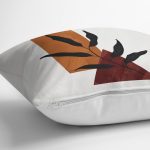 - RealHomes Dijital Baskılı Modern Yastık Kırlent Kılıfı - Realhomes Beyaz Zemin Onedraw Geometrik Çizimli Yaprak Motifli Kırlent Kılıfı Realhomes